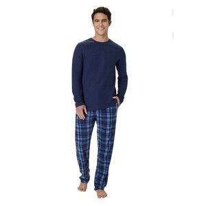 Hanes NEW Men's Long Sleeve Thermal Top Fleece Pant Pajama Set PJ's Size Medium